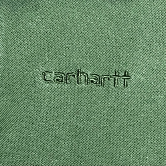 Carhartt Men Polo Shirt Men’s Medium Green Collared Spellout Logo Embroidered M - Picture 3 of 12